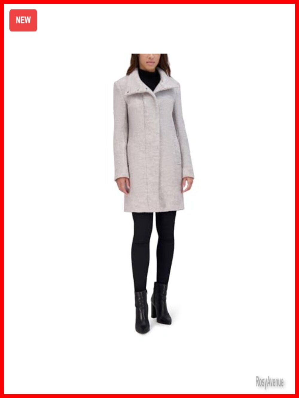 Andrew Marc Wool Boucle Overcoat Long Sleeve Notch Collar Cold Weather Coat